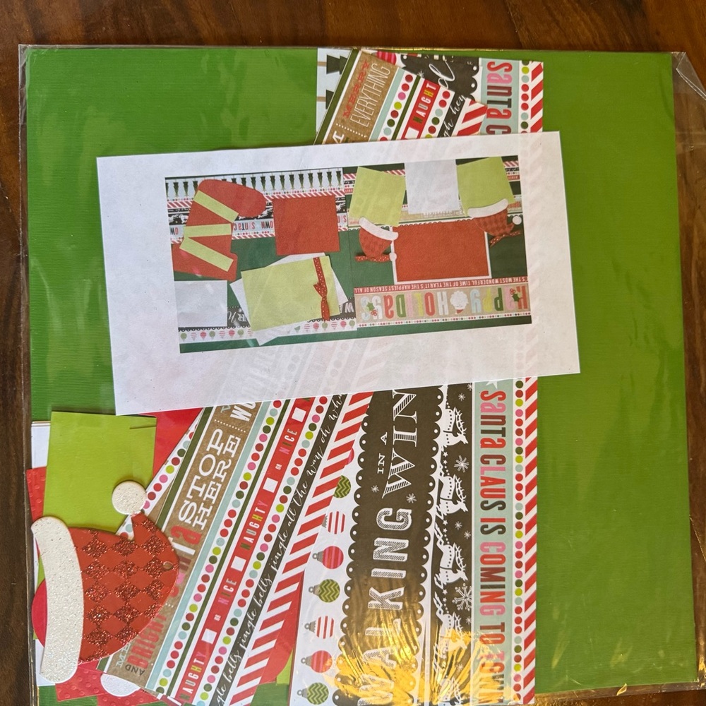 NWOT Christmas Scrapbook Kit with Green and Red Accents